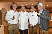 Patrick Knapp Schwarzenegger, Alfons Schuhbeck, Stefan Lackner, Axel Schulz / 28. Weisswurstparty im Hotel Stanglwirt in Going bei Kitzbühel am 25.01.2019 / Foto: BrauerPhotos / S.Brauer 